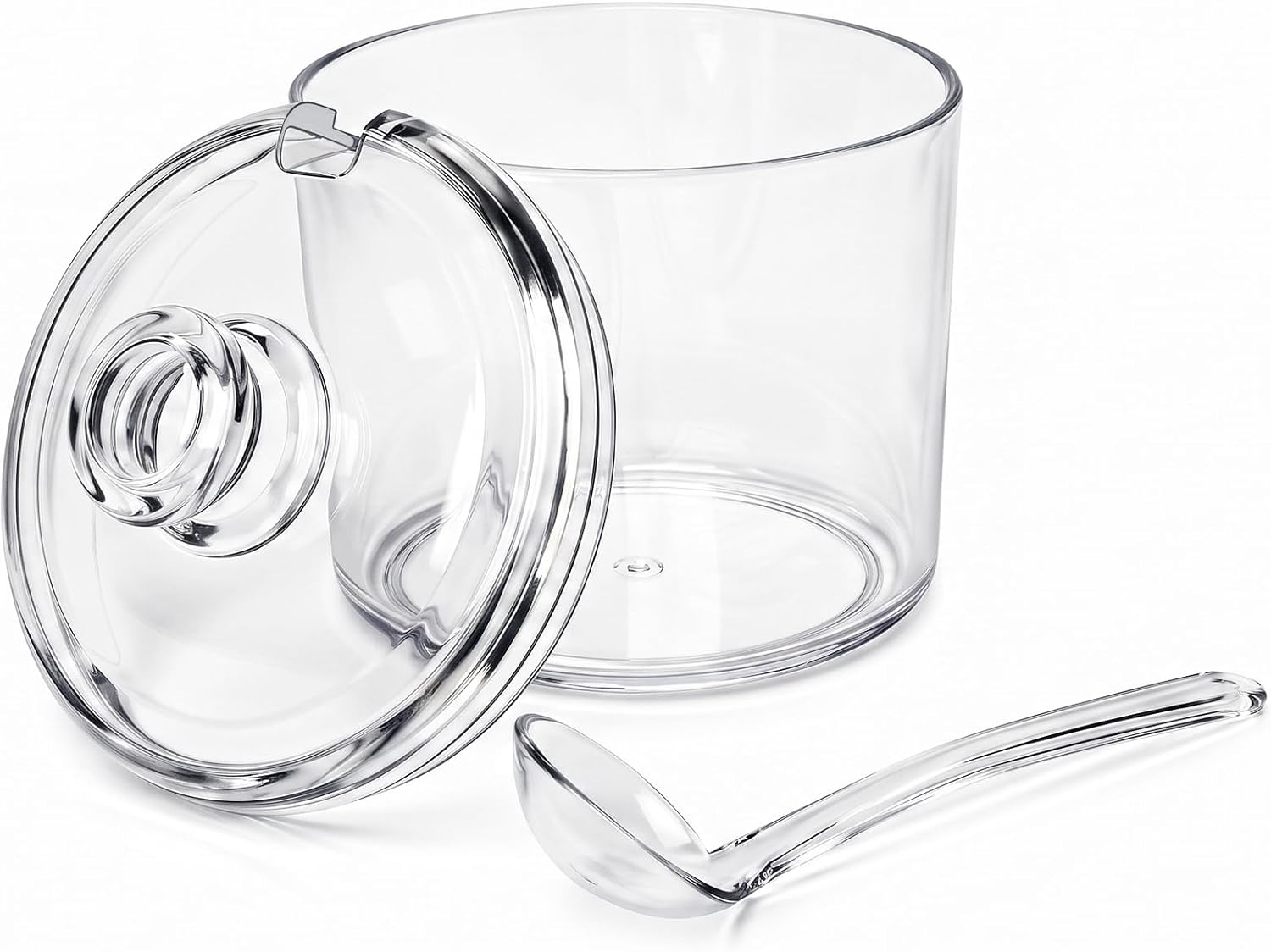 1 Pcs Clear Acrylic Sugar Bowl with Lid and Spoon, 10 oz Condiment Containers with Lids for Sugar Salt Spices Herbs, Azucarero de Cristal Storage Jars for Coffee Bar Kitchen Dining