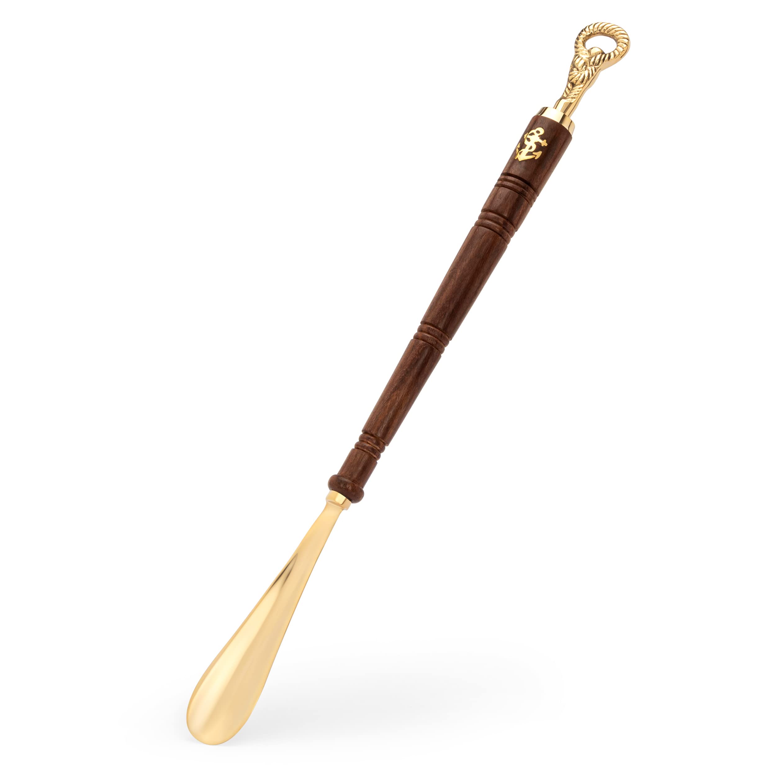 NKlaus Maritim 11730 - Calzador (62 cm de largo, latón dorado y madera), Extra Largo, Einheitsgröße