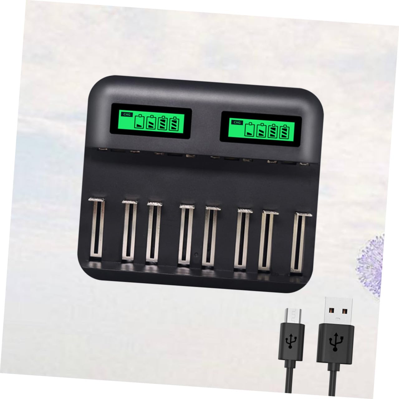 OSALADI Chargeur de Piles Intelligent 8 Emplacements en Plastique Protection Multiple et Surcharge, Compatible Piles AA AAA, pour Usage Domestique