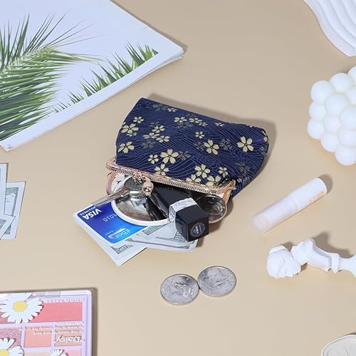 Miniatura 6 de Oyachic Monedero de monedero, monedero de cambio floral, monedero de lona con cierre, billetera con cierre de beso para mujeres y niñas