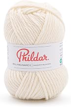 Phildar - Ball of Phil Imaginaire 6 Wool - Crochet and Knitting Wool - 50% Wool, 50% Acrylic - Needle n°6 - Colour WHITE