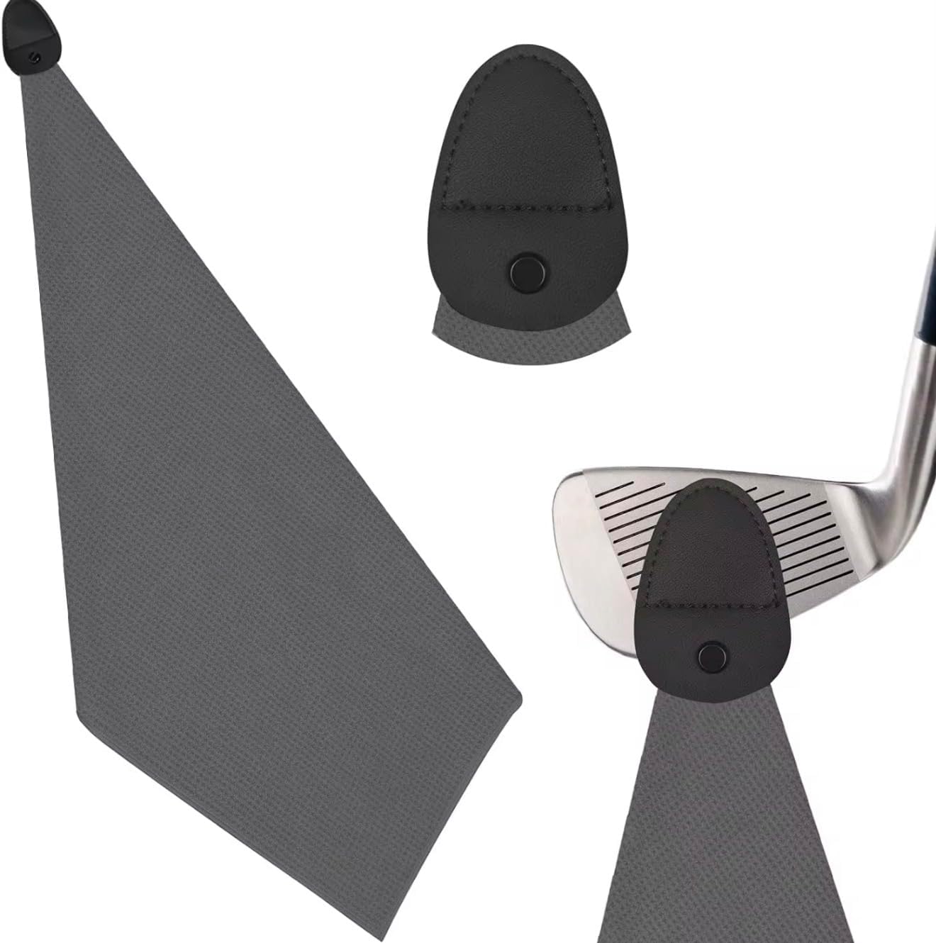Magnetic Towel | Top-Tier Microfiber Golf Towel with Deep Waffle Pockets | Professional Strength Magnet for Strong Hold to Golf Carts or Clubs (Grey)