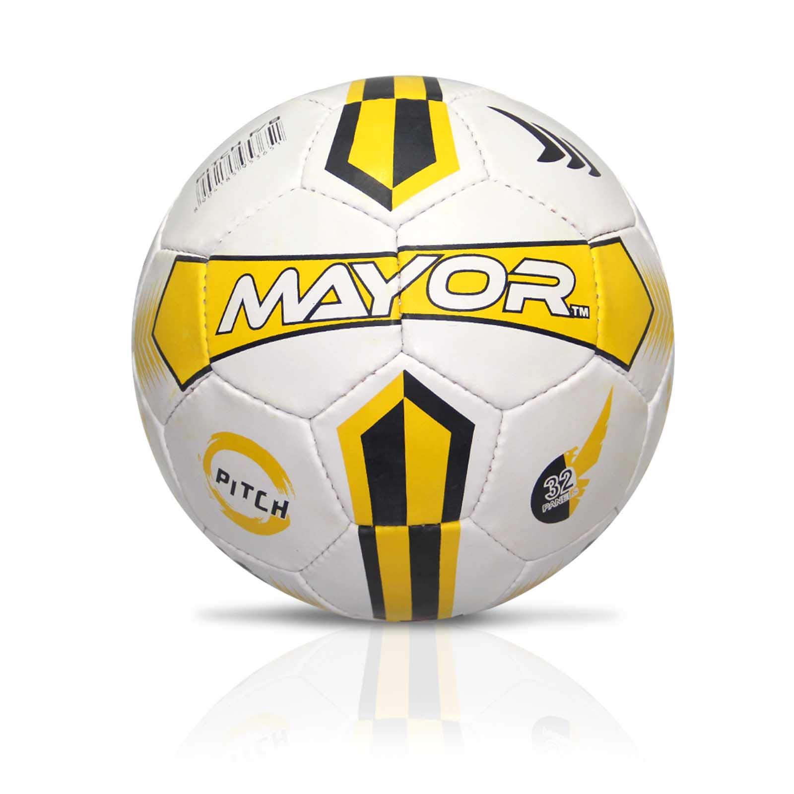 Mayor Pitch Rubber Football, Size 5 (White, Yellow)