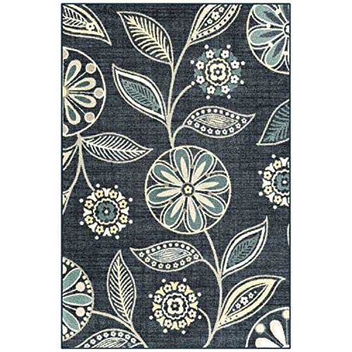 Maples Rugs Reggie Floral Area Rugs for Living Room & Bedroom [Made in USA], 3'4 x 5, Persian Blue