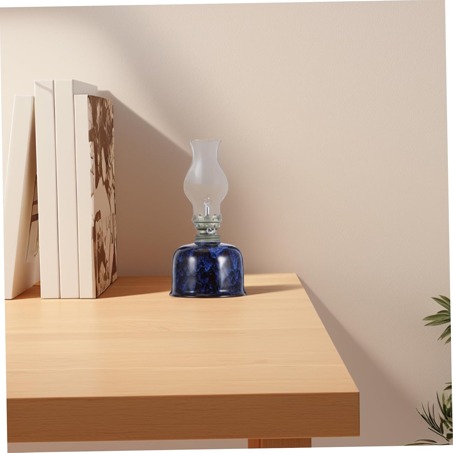 GARVALON Kerosene Lamp Vintage Ceramic Design Warm Lighting for Home Decor Includes Chimney and Shade for Cozy Atmosphere Living Room Tea Room