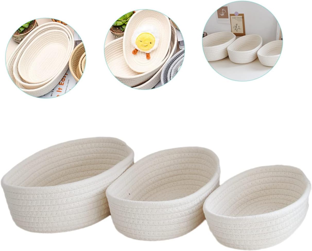 3pcs Rattan Baskets for Storage Woven Storage Bins Open Design for Books Magazines Toys Home Decor and Cosmetics