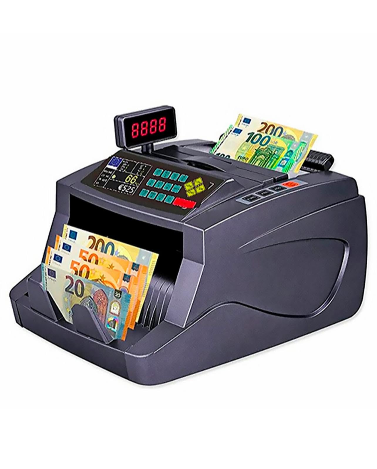 Conta Banconote Professionale con Display LCD, Rilevatore di Banconote False, 1000 Banconote al Minuto, Grigio