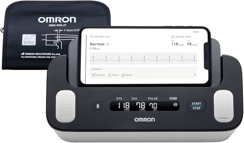 OMRON Monitor de Pressão Arterial de Braço Complete + Eletrocardiograma ECG HEM-7530T1