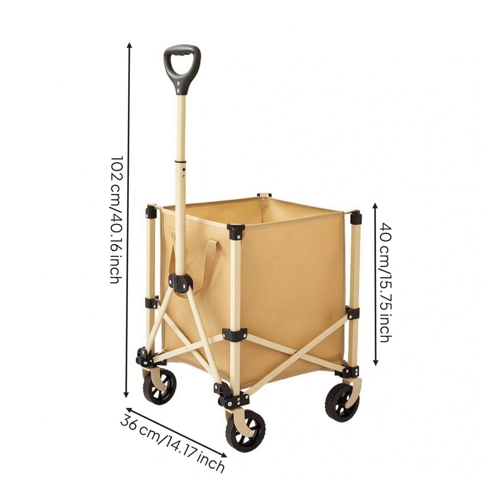 perfk Utilitario con Bolsa la Extraíble Carrito para Recados Plegable Portátil Vagoneta Carga con Mango Ajustable para Apartamentos, Amarillo