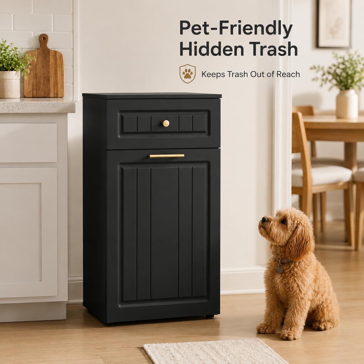 13 Gallon Pull Out Trash Can Cabinet with Drawer