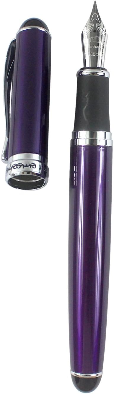 Gullor Jinhao X750 Fountain Pen Stainless Steel Medium 18KGP Nib - Purple - Image 5