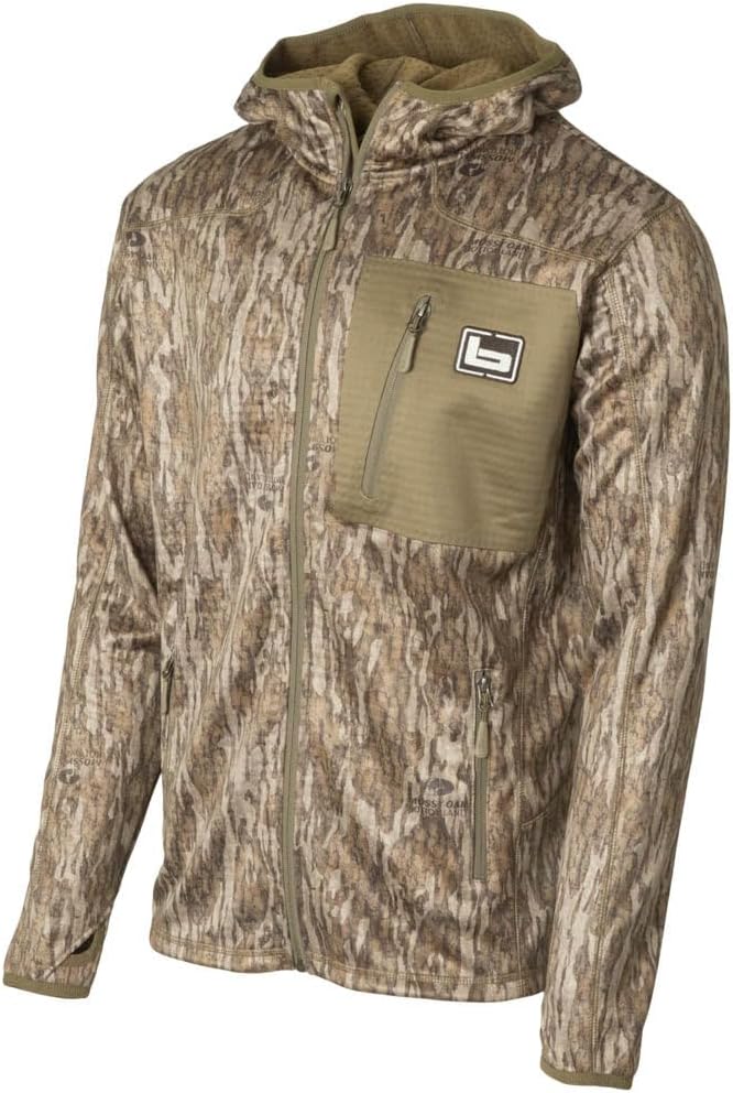 Banded Hooded Full Zip Mid Layer Fleece Jacket