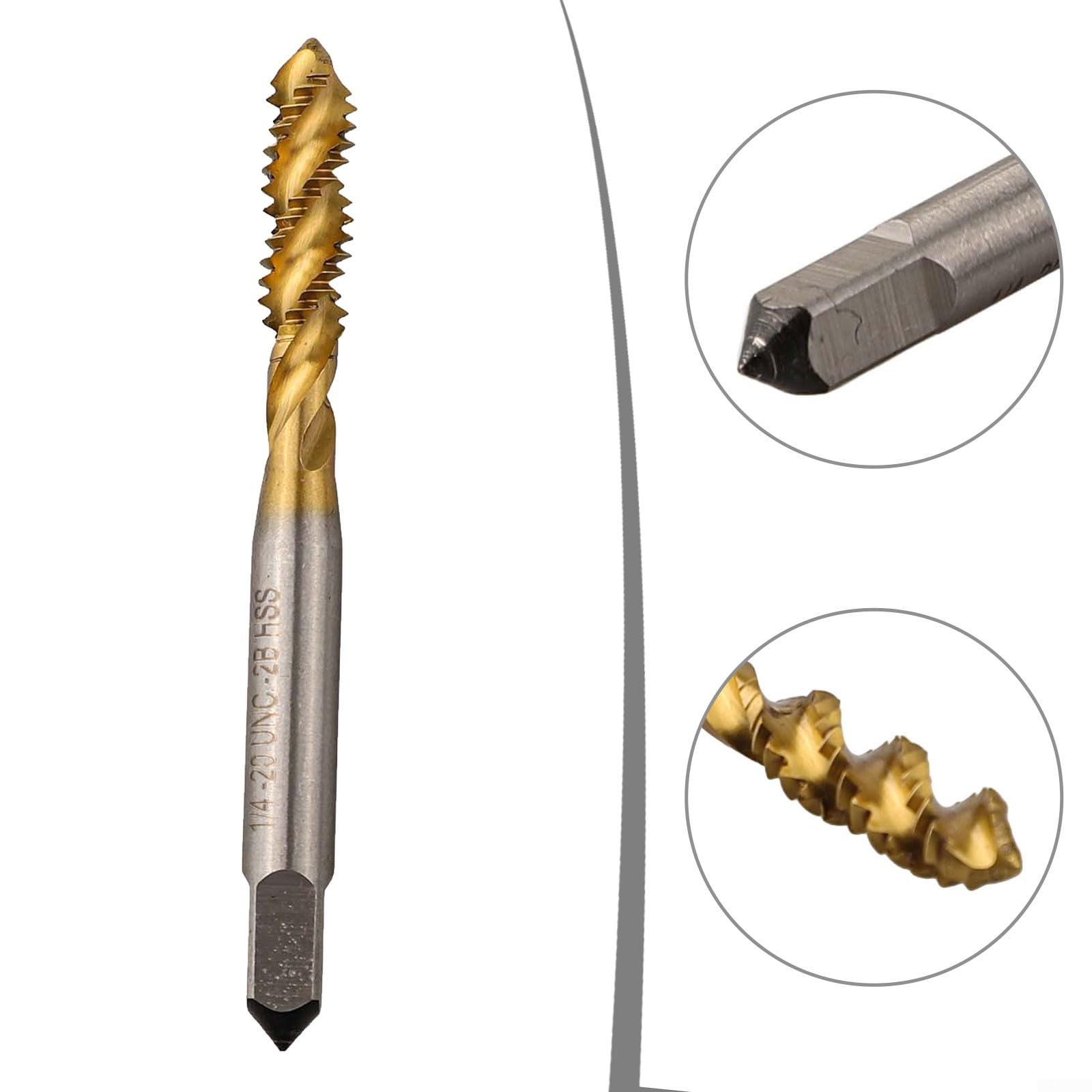 Maschio a spirale scanalato HSS 1/4 20 UNC per maschiatura acciaio, alluminio e plastica dura