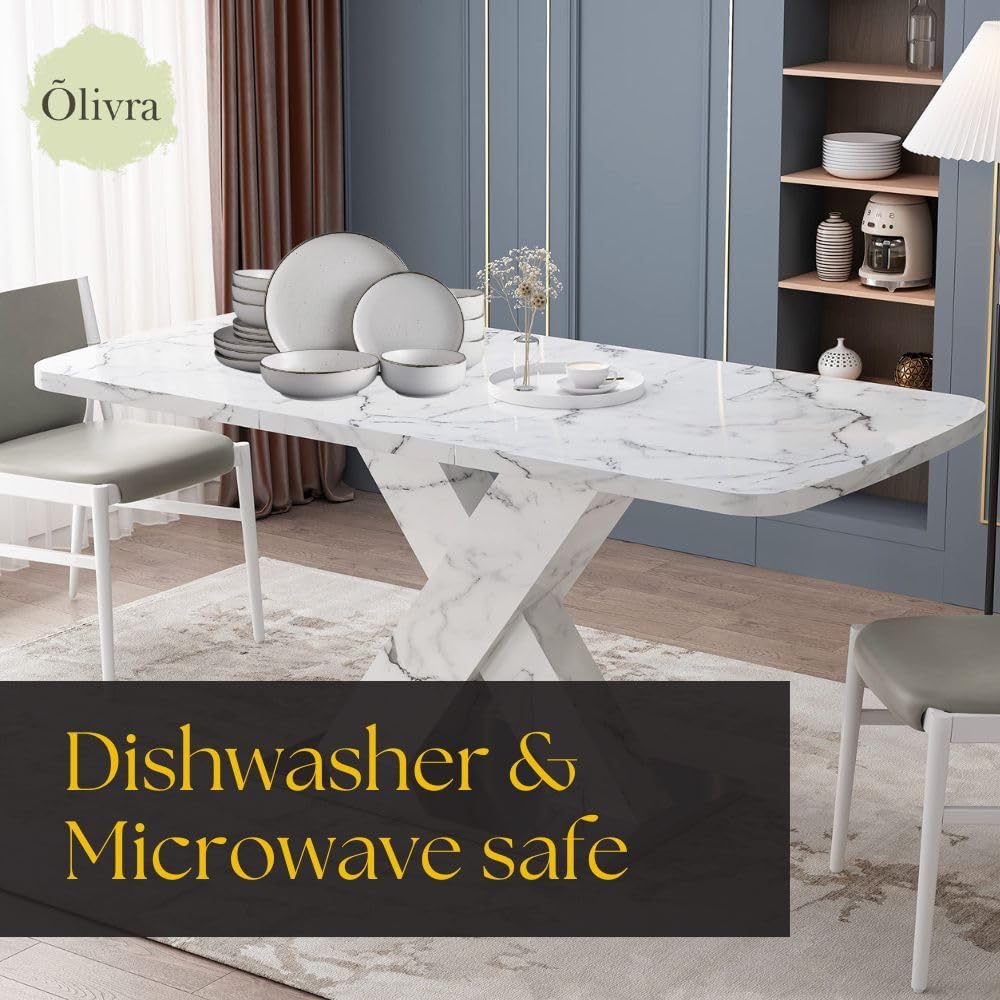 Ceramic Dinner Set 16 piece, White Modern Tableware Collection with Plates and Bowls, Everyday Dining Dish Set, Microwave and Dishwasher Safe, Serving for 4