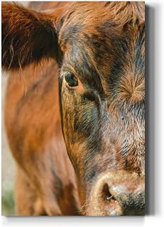 Large Wall Art Decor Extreme close up a Cow Vertical Pictures Framed Canvas Wall Art for Living Room Bedroom Bathroom Artwork Paintings Kitchen 36x24