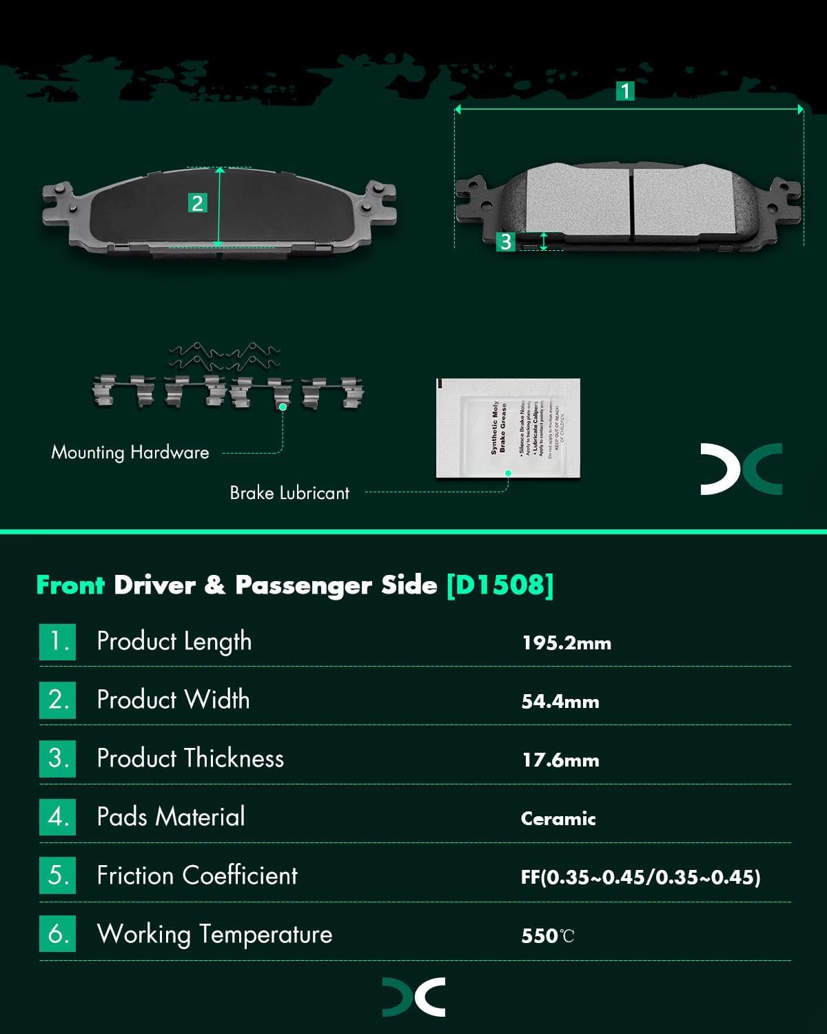 SCITOO Ceramic Brake Pads, 8pcs Front Rear Brake Pads Brakes Kits fit for 11-17 for Ford Explorer,09-19 for Ford Flex,10-19 for Ford Taurus,11 for Lincoln MKS,10-14 for Lincoln MKT