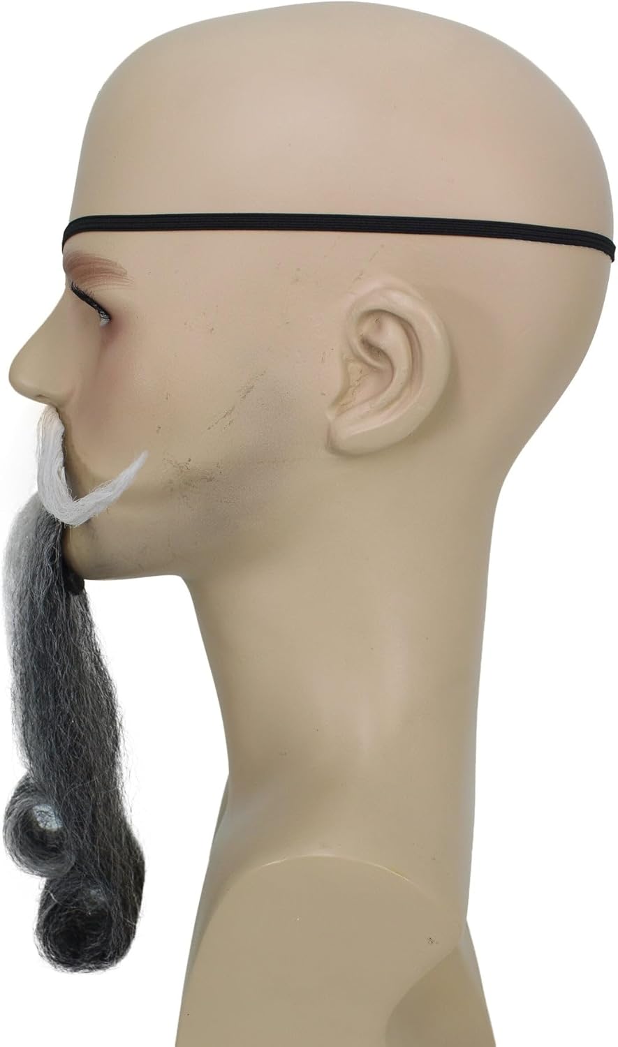 Men's White Sideburn Beard & Mustache Set – Synthetic Fiber, Breathable, Reusable, for Cosplay & Costume Use