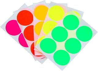 Royal Green Round 2" inch 5 Neon Flourescent Color dot Stickers - Write on Surface 50mm Labels for Multi-Purpose Great for Jars and Storage Identification - Permanent Adhesive - 60 Pack