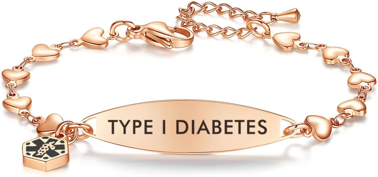 mnmoom Medical Alert Bracelets for Women Stainless steel Heart Medical ID bracelets with Free Engraving