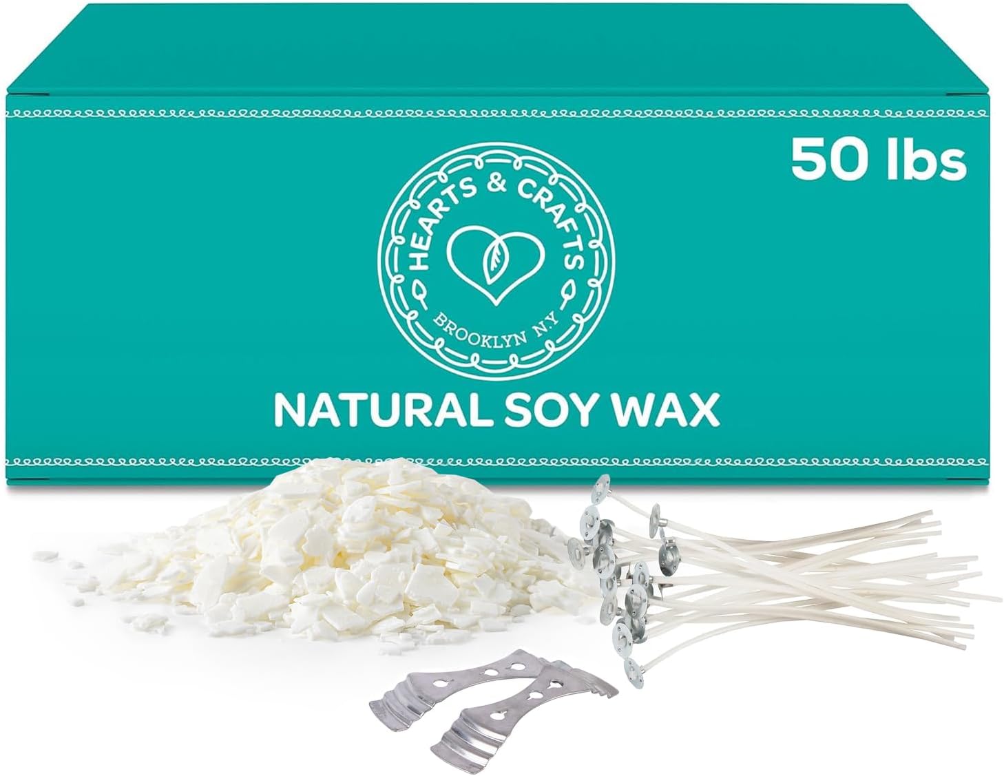 Hearts & Crafts soy candle kit with wicks and centering devices
