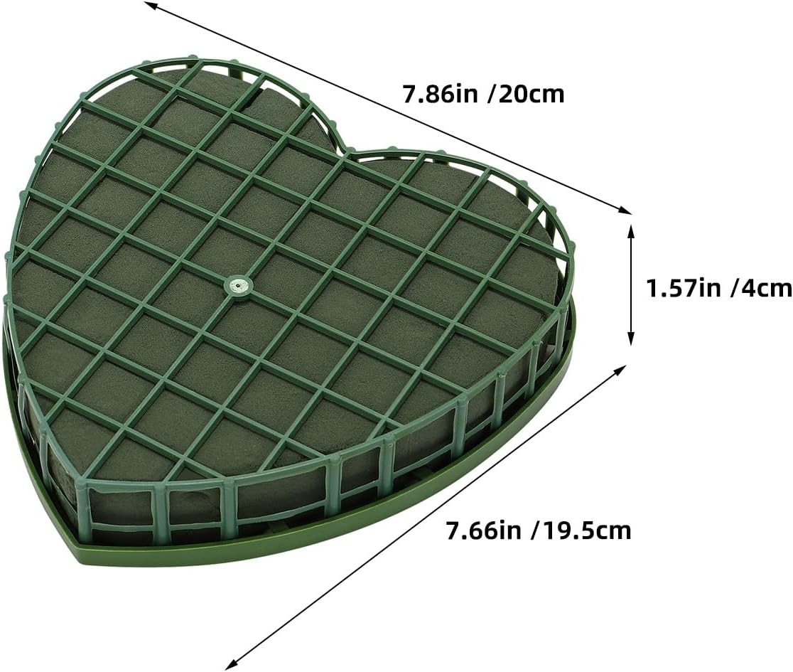 SEWACC 2Pcs Heart Shaped Floral Foam Blocks with Suction Cups Water-Absorbing Flower Arrangement DIY Holder for Wedding Decor 7.87X7.67X1.57In image 4
