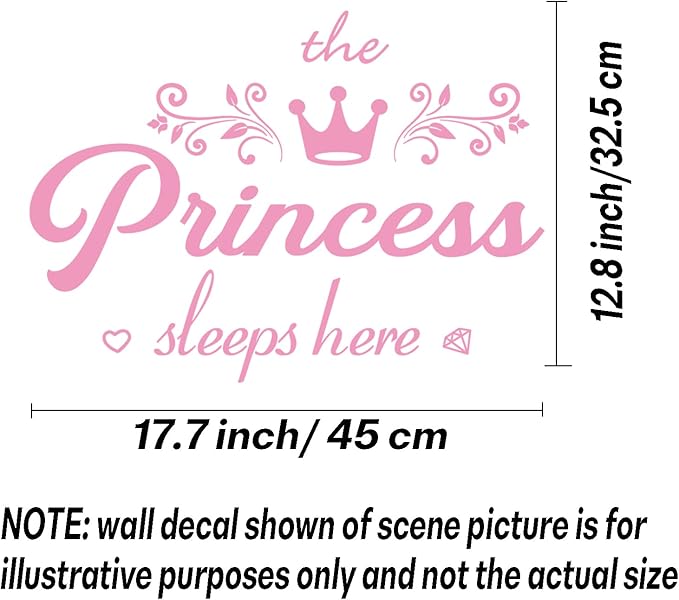 Crown Diamond Wall Decals Princess Sleep Here Vinilo Decorativo 40x55 cm miniatura 3