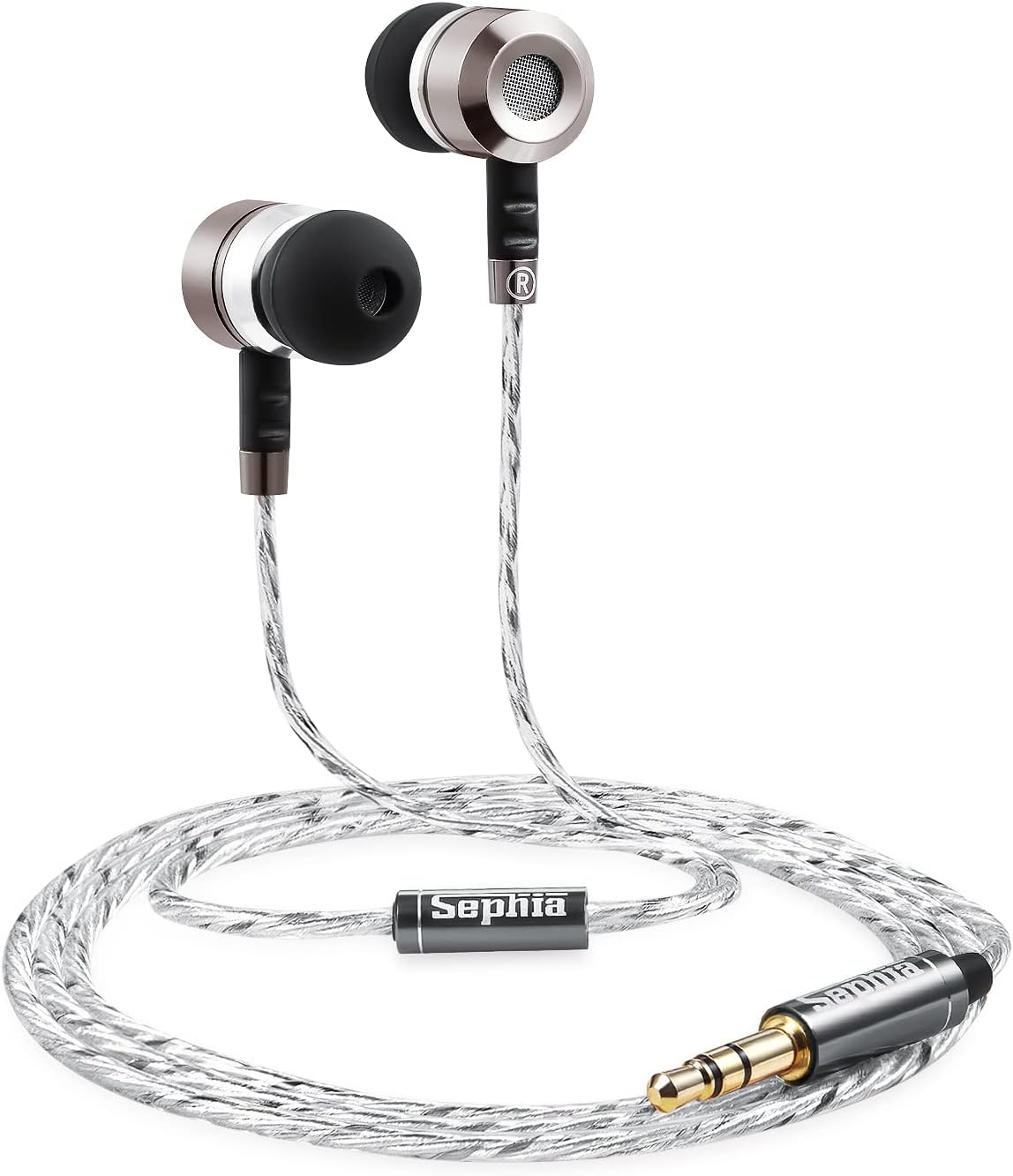 sephia SP3060 Earbuds Wired in-Ear Headphones with Tangle-Free Cord, Noise Isolating, Bass Driven Sound, Metal Earphones, Carry Case, Ear Bud Tips, 3.5mm : Electronics