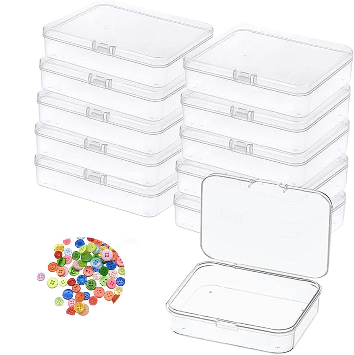 RUITASA 10Pcs Mini Plastic Storage Containers Box with Lid, Clear Rectangle Box,Clear Plastic Gift Box with Lids for Bead, Jewelry, Office Supplies Small Items, Crafts Accessories