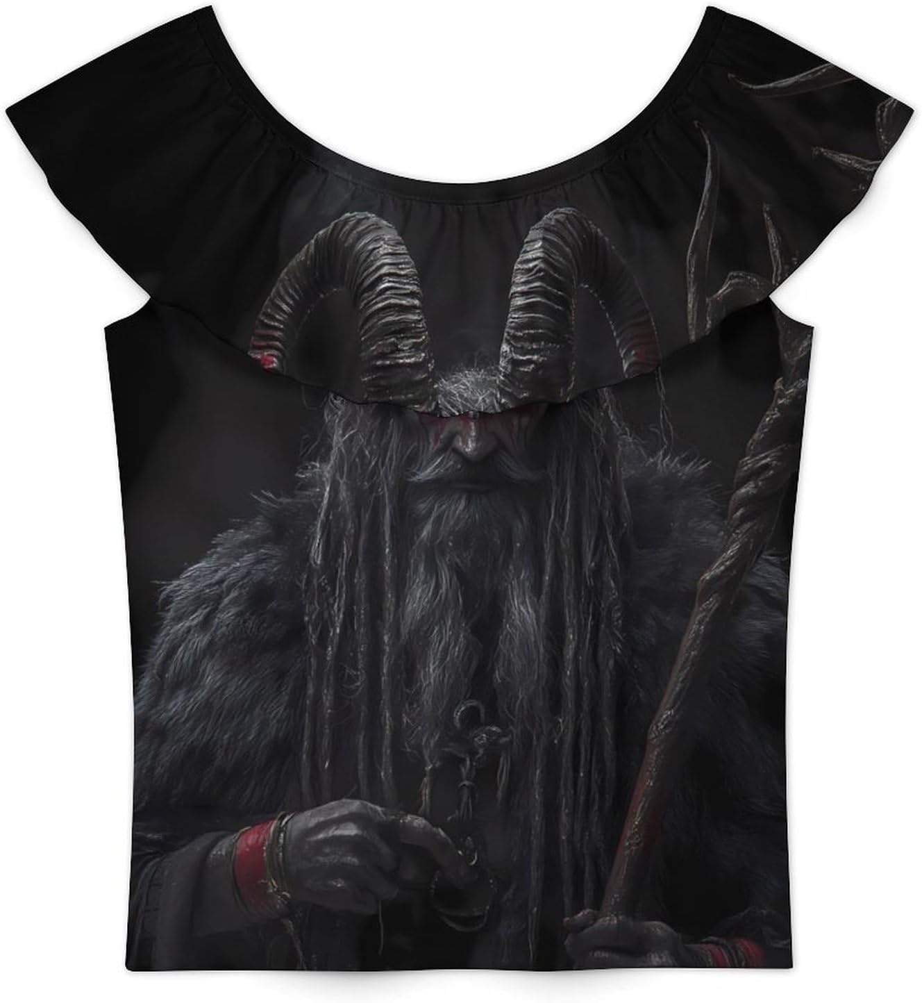 Devil Krampus Girls T-Shirts Top Ruffle Short Sleeve Blouse Casual Graphic Tees