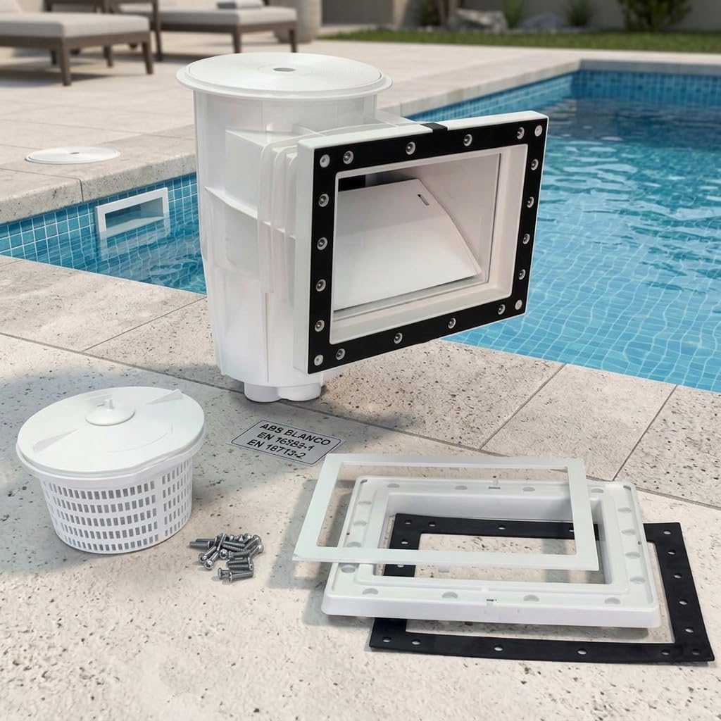 Suinga Skimmer Piscina 15 litros | Boca Standard con Tapa Cuadrada | Compatible con Piscinas Liner y Prefabricadas | Alta Capacidad de Filtracion y Limpieza Eficiente del Agua