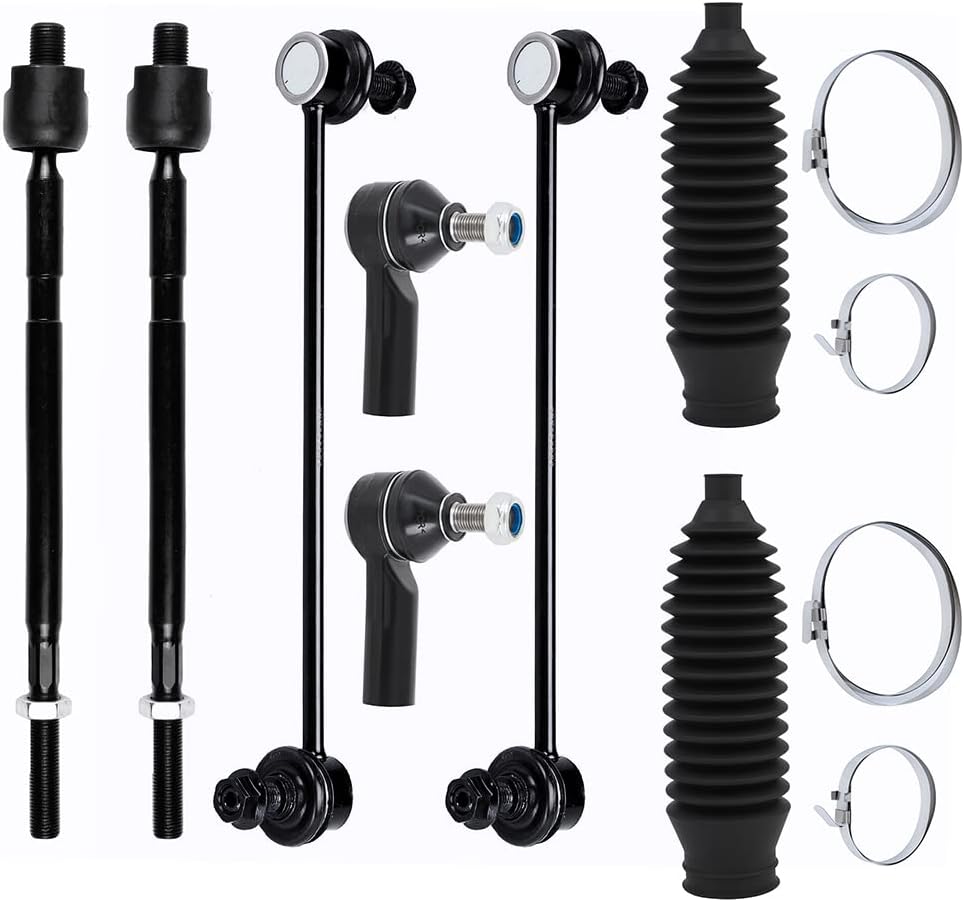 Front Inner Outer Tie Rod End w/Boot Suspension Kit fit for Suzuki SX4 2007 2008 2009 2010 2011 2012 2013, Sway Bar Link - 8pc Set | 2007 2008 2009 2010 2011 2012 2013, 8pc Set Suspension Kit with Sway Bar Link, OEM-Quality Direct Fit Replacement Part