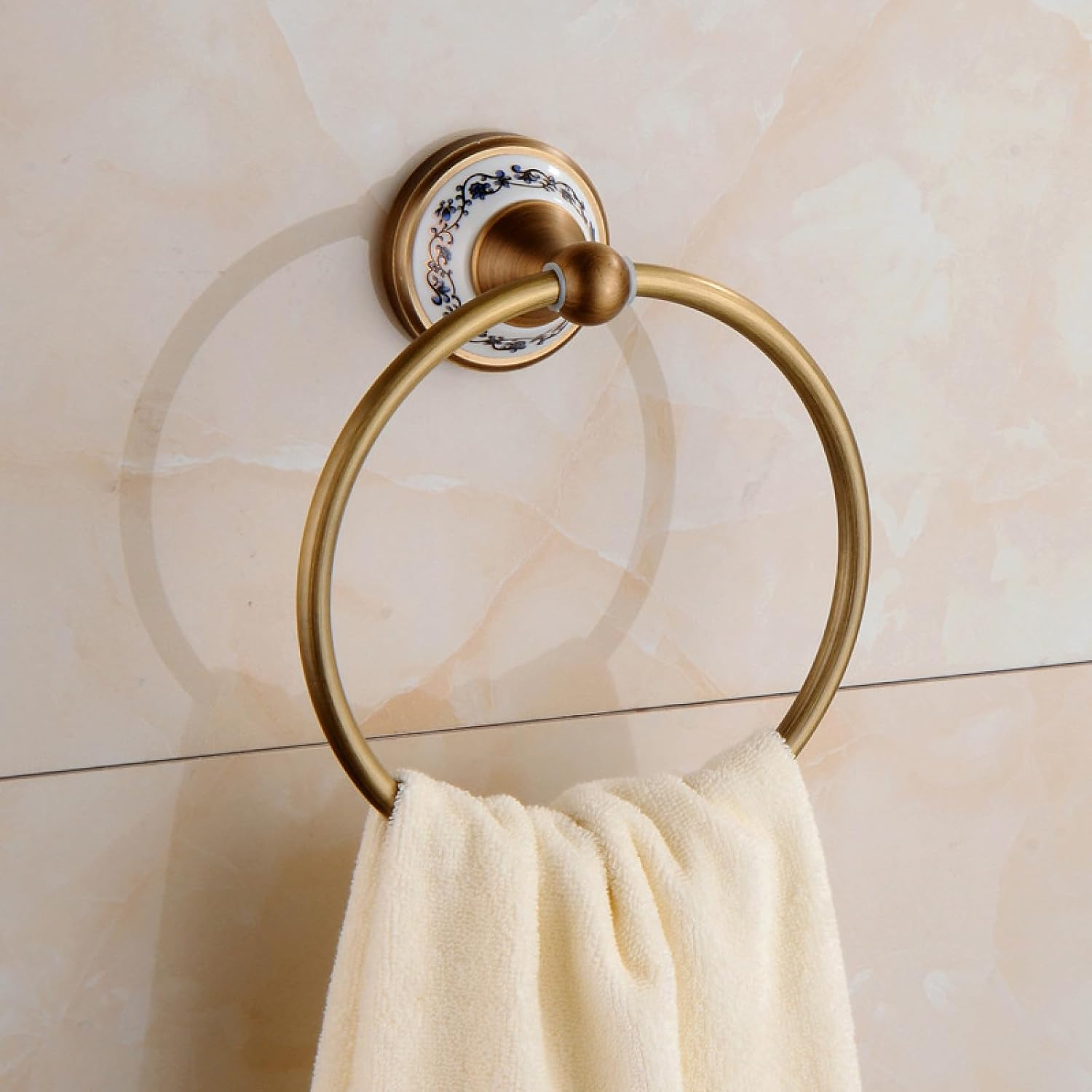 Bath Towel Rack Towel Rack Blue and White Porcelain Bathroom Pendant Toilet Towel Rod, Blue and White Towel Ring