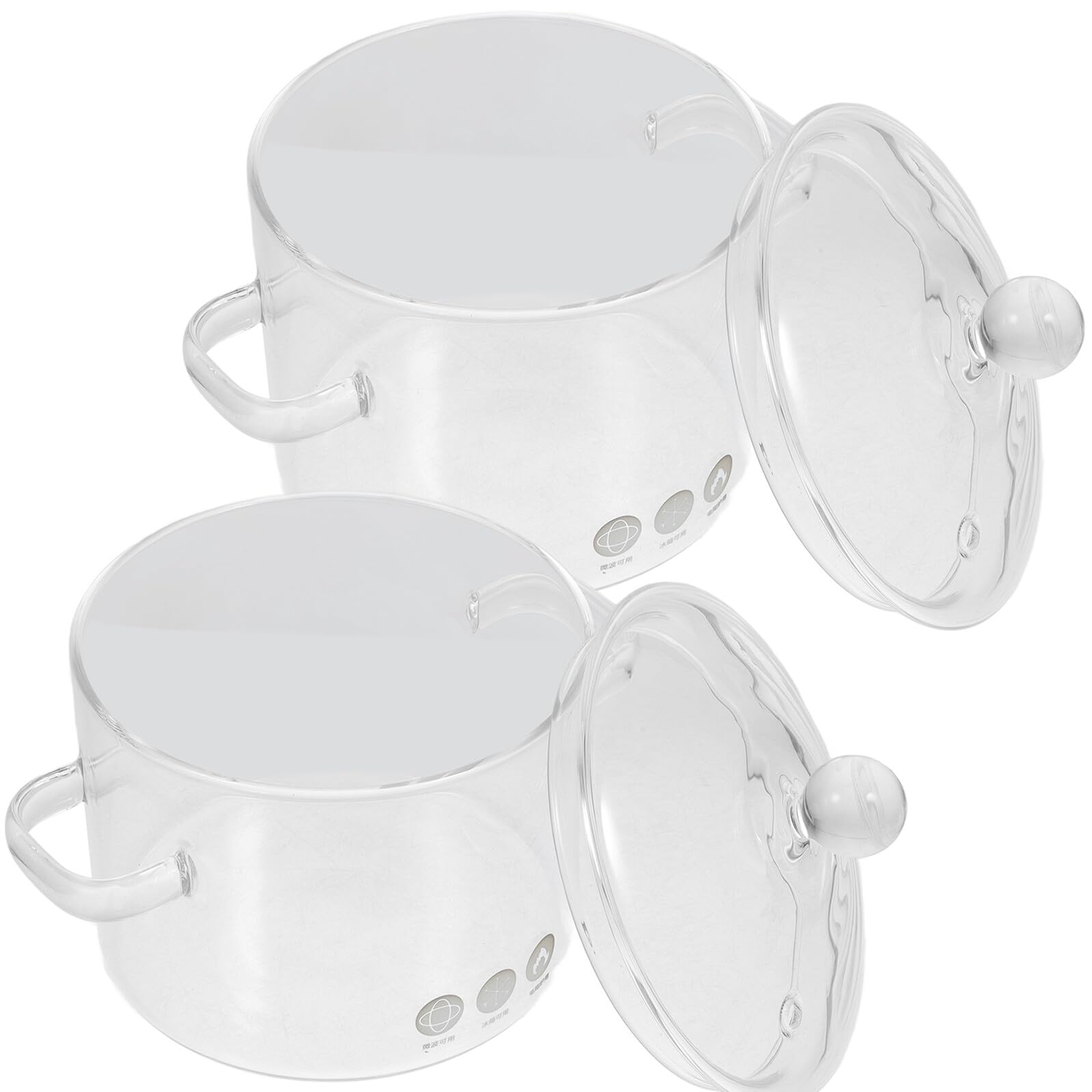 Marmite en verre borosilicate de 1350 ml avec couvercle et double poignée pour cuisson