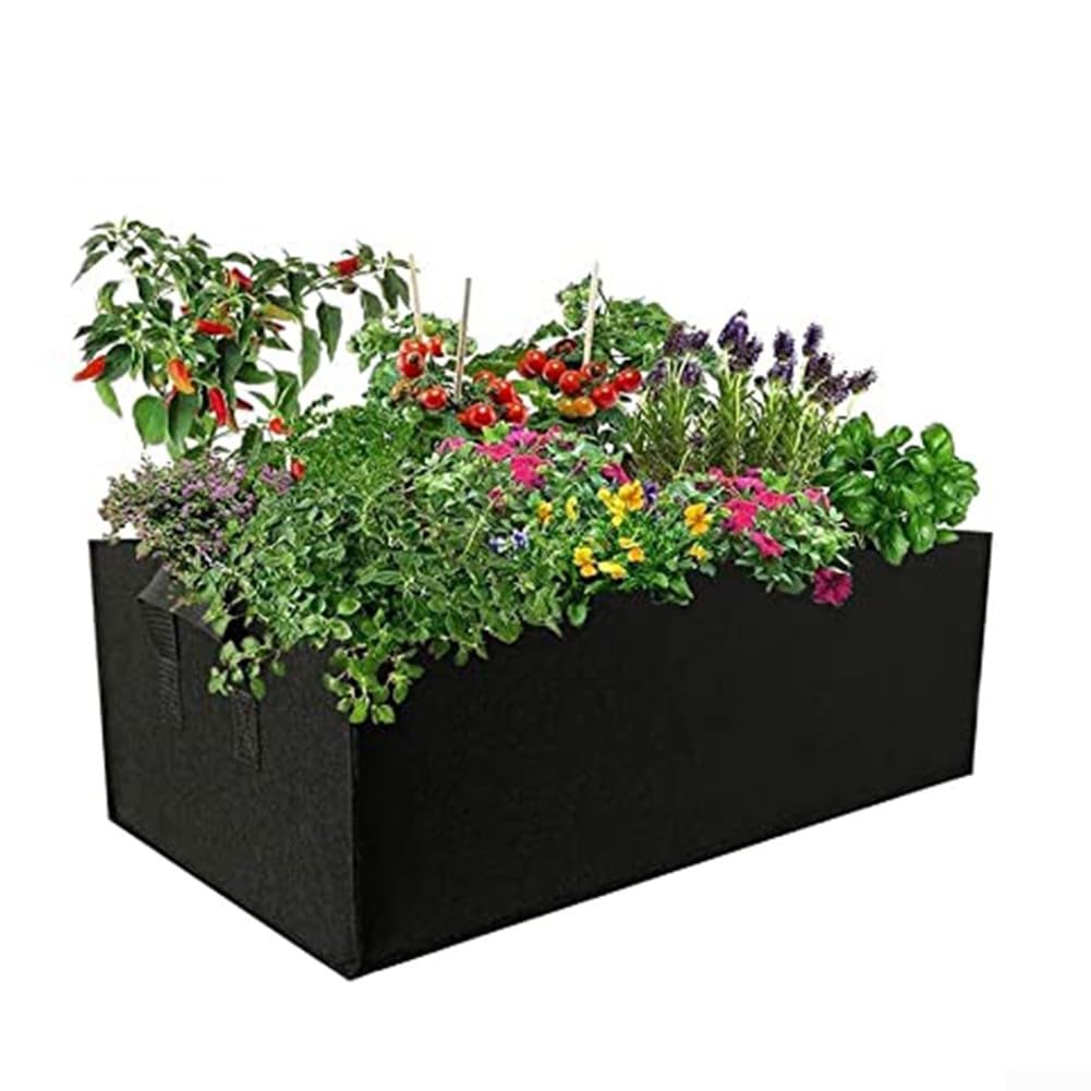 Lot de 4 sacs de plantation rectangulaires en feutre, très résistants pour l'aération des racines, pour balcon, jardin, jardinage à domicile (40 x 30 x 20 cm)