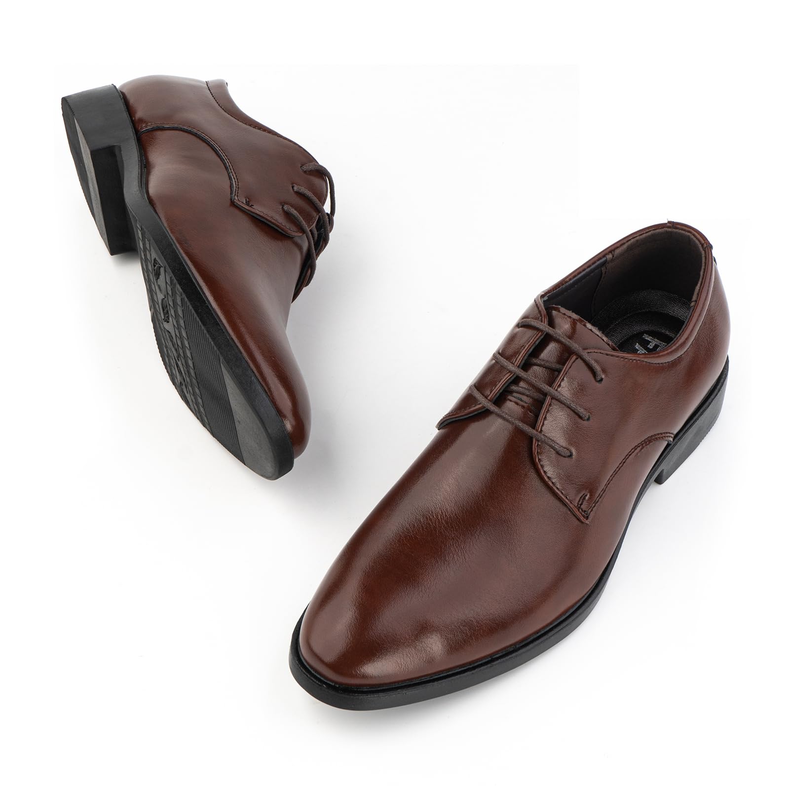 Hitmars Zapatos Oxford Hombre Zapatillas Vestir Derby Zapatos Boda Brogues Formales Cordones Clásico Traje Marrón 46 EU