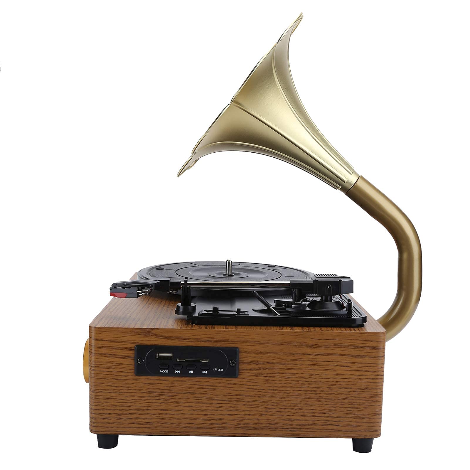 Giradischi in Vinile, Giradischi Vintage con Bluetooth, 33/45/78 Giri, Supporto USB/Scheda di Memoria, Dischi in Vinile da 7/10/12 Pollici