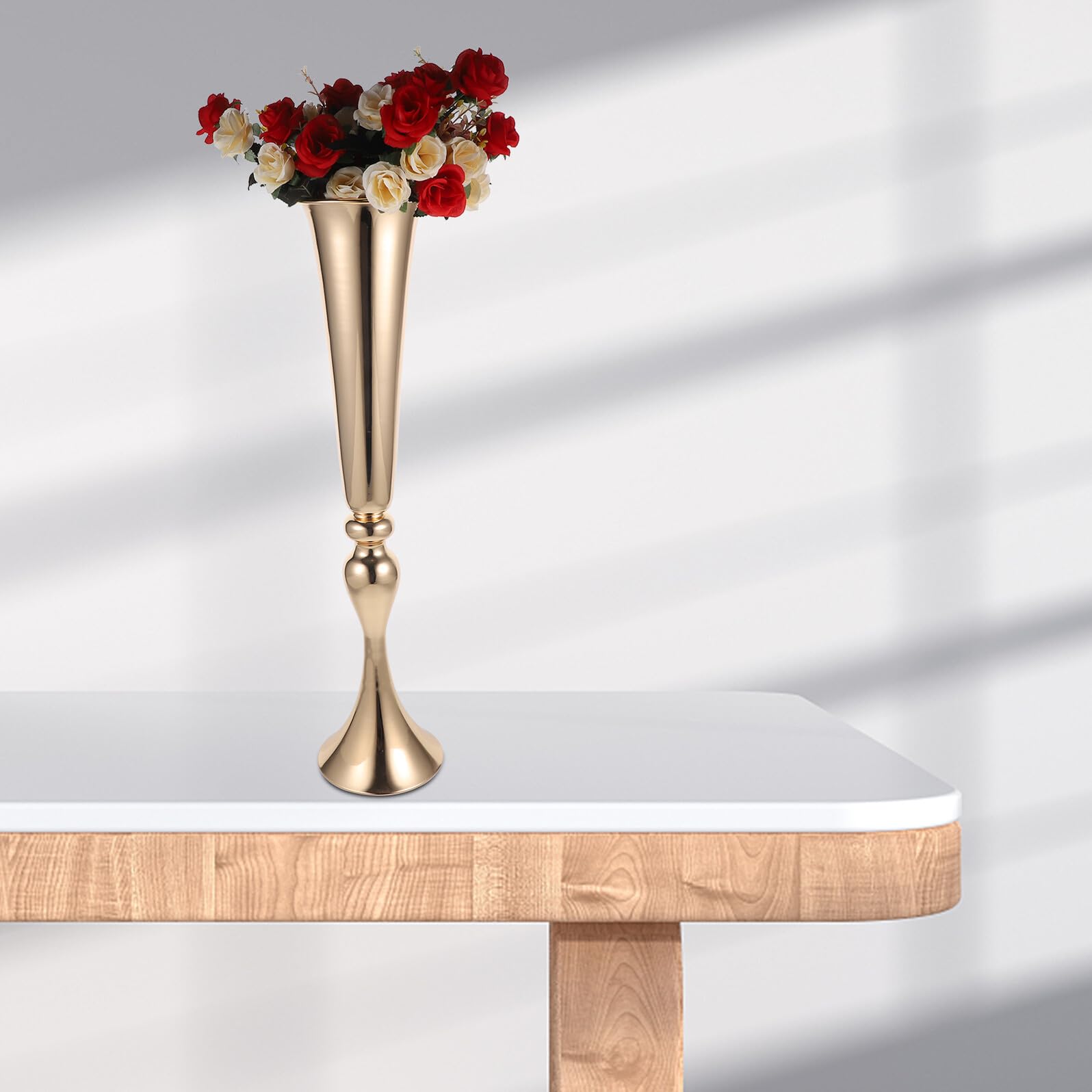 SHINEOFI Vaso in Metallo a Forma di Tromba per Centrotavola Matrimonio Decorazione Tavoli Festa Raffinata Compleanno