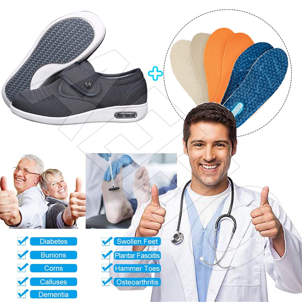 AEHO Air Cushion Walking Shoes Orthopädische Diabetiker Wanderschuhe orthopädische Schuhe für Damen atmungsaktiv lässig Luftkissen Schlupfschuhe Outdoor Walking Sneaker,Blau,37.5 EU