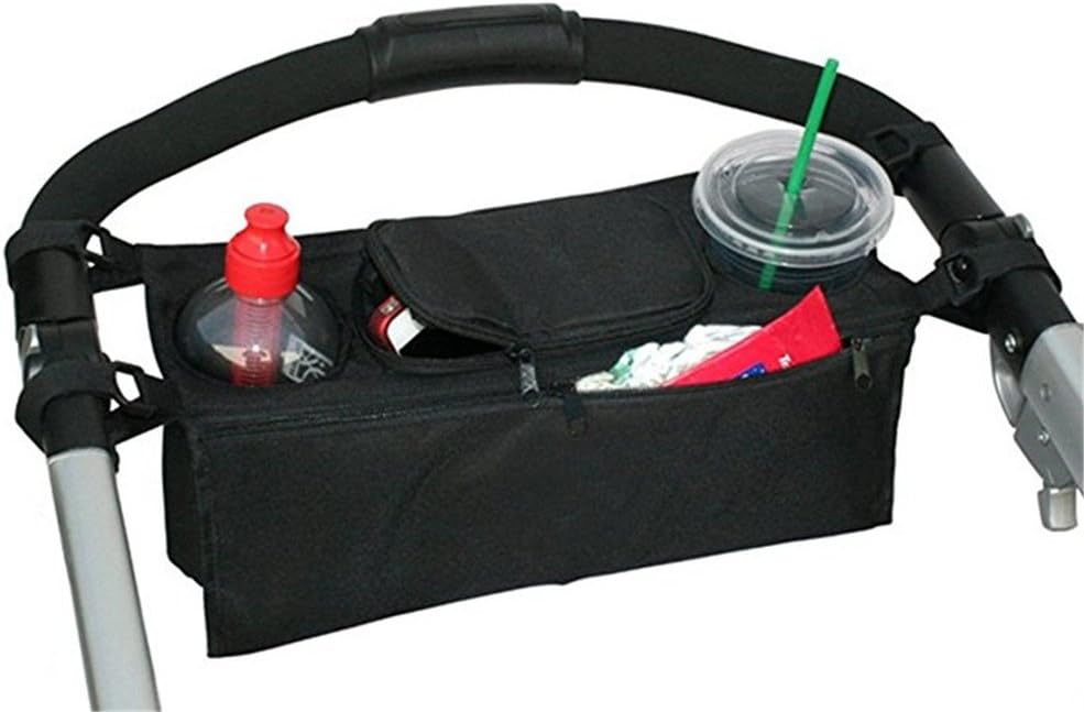 Vikenner Multifunctional Baby Stroller Cup Bag Storage Organizer Pram Pushchair Cup Holder Buggy Bottle Drink Food Hanging Storage Pouch for Small Items Cup Baby Diaper - Black