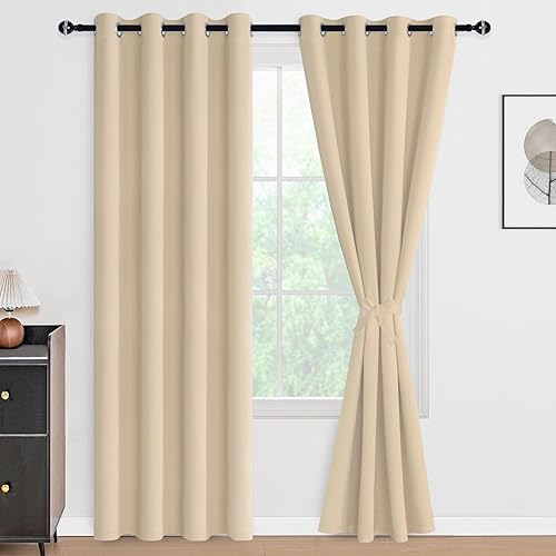 Miniatura 97 de DWCN Cortinas opacas 100% grises de 84 pulgadas de largo para dormitorio con forro negro, doble capa con aislamiento térmico, paneles de cortina