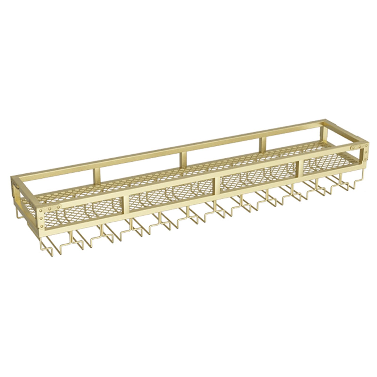 Étagère murale en métal LED 120cm porte-bouteilles et verres pour rangement bar doré