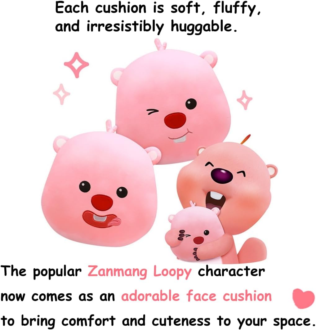 ZANMANG LOOPY Face Cushion – Tongue-Out & Winking Style, Soft Plush Character Pillow, Cute Decorative Cushion for Home, Sofa, or Bed, Great Gift for Loopy Fans and Loved Ones (Winking Style)