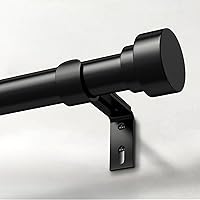 IFELS A1 Heavy Duty Black Curtain Rod 30-120 Inch Adjustable 1 Inch Diameter, Supports 50lbs Easy Install Modern Metal Finials