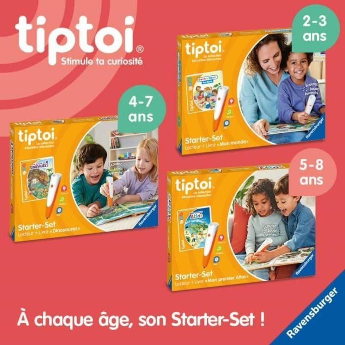 Ravensburger - tiptoi® - Zestaw startowy - Czytnik + książka "Encyklopedia ciekawskich p'tits" - Elektroniczna gra edukacyjna bez ekranu - Od 4 lat - wersja francuska - 00176