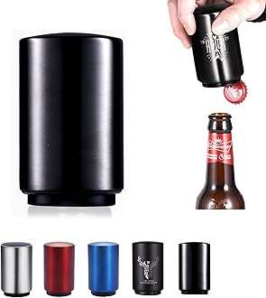Father's Day Gift for Dad, YUDANSI Push Down Bottle Opener, Automatic Beer Openers, Stainless Steel Bottle Cap Mover, Funny Kitchen Gadgets, Beer Bar Accessories Gifts for Him BF, Magnetic Corkscrew