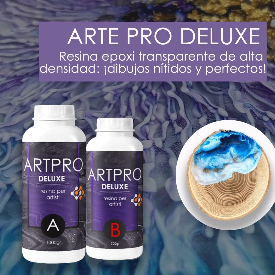 35Kg Art Pro Deluxe Epoxi Resina: Ideal Para Superficies Inclinadas, Verticales, Para Recubrimientos, Posavasos, Bandejas - Certificación Atóxica - Asistencia Técnica En Español - 100% Made in Italy