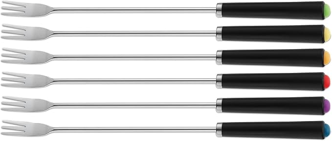 kela Käsefonduegabeln / Fonduegabeln Morena, 6-teilig, Edelstahl, schwarz, Kunststoffgriff, 79314