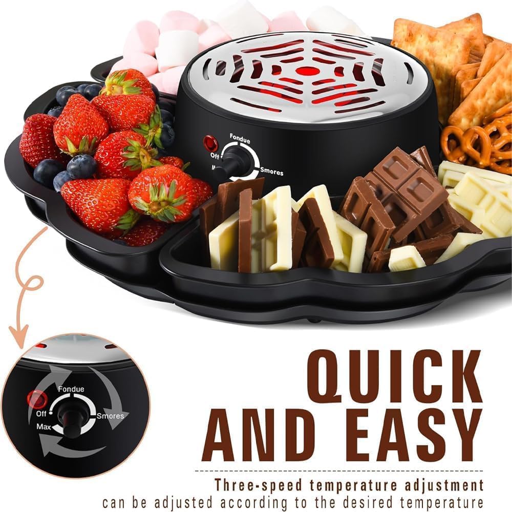 Zestaw 2 w 1 do pieczenia pianek marshmallow i czekoladowego fondue. Regulowana temperatura i ochrona przed przegrzaniem | Minimiska 340ml | Prezent urodzinowy dla dzieci