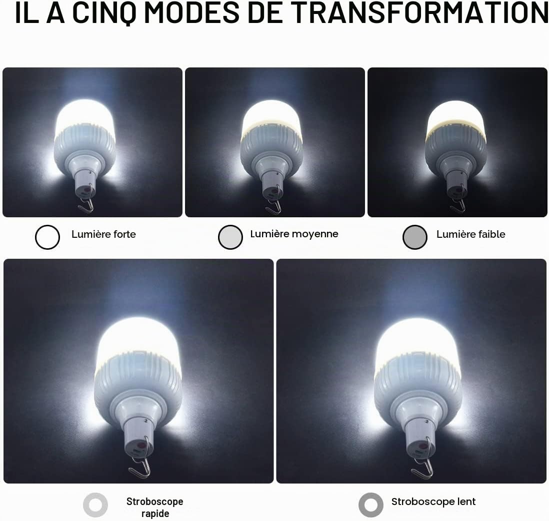 LETOUR Lampe de Camping Rechargeable 5000 Lumens, 5 Modes de Lumière Réglable Portable et Super Lumineuse Lot de 2 Lampe Camping Lanterne de Camping pour Randonnée et Urgence