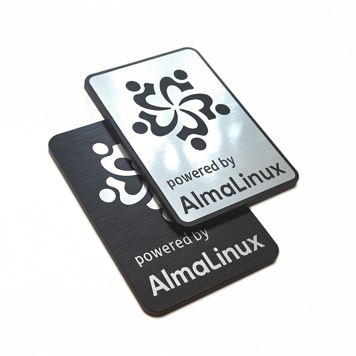 Linux Silver + Black Alma Sticker Set (Two Pieces) - Chrome Reflective Series